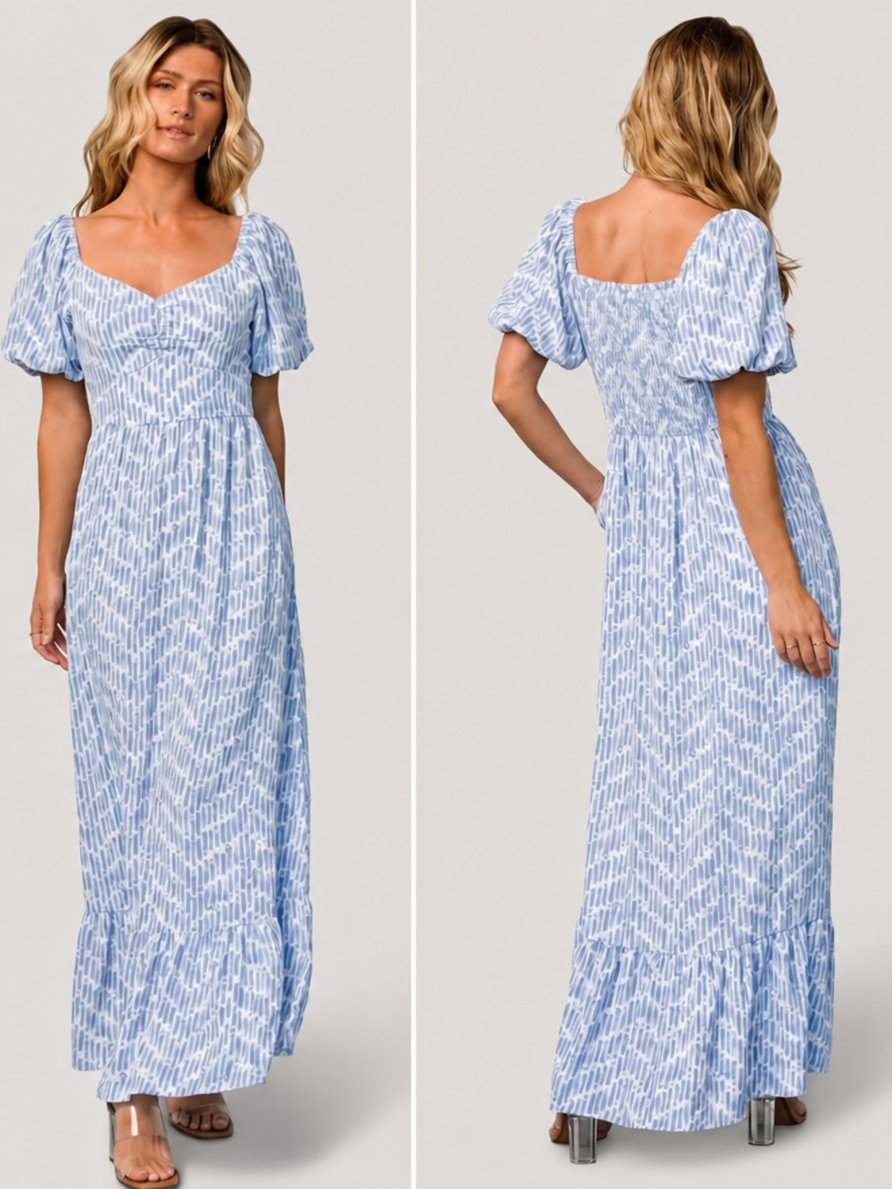 Baltic Born Durban Dusty Blue Maxi Dress XL EUC